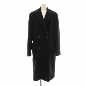 チェスターコート ダブル ロング ウール100％ 8 黒 ブラック C00 04721 /KU