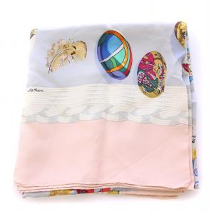 カレ90 Couvee d Hermes エルメスの卵 スカーフ 正方形 総柄 ピンク マルチカラー /BB