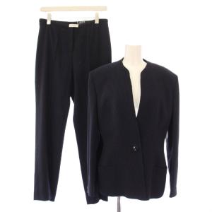 ノーカラージャケット アウター シングル 総裏地 スラックスパンツ ジップフライ ストレッチ 総柄 ウール