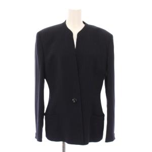 GIANNI VERSACE ノーカラージャケット アウター シングル 総裏地 スラックスパンツ ジップフライ ストレッチ 総柄 ウール