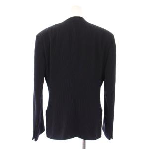 GIANNI VERSACE ノーカラージャケット アウター シングル 総裏地 スラックスパンツ ジップフライ ストレッチ 総柄 ウール