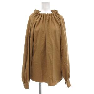 シャツ ブラウス フェイクスエード リボン 長袖 ベージュ /JS