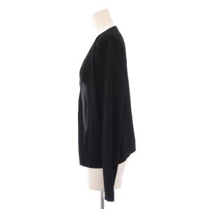 HERMES カーディガン 長袖 前開きトッパー ストレッチ 無地 薄手 黒 ブラック /BB