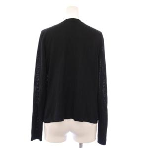HERMES カーディガン 長袖 前開きトッパー ストレッチ 無地 薄手 黒 ブラック /BB