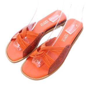 サンダル フラット レザー 7.5 赤 レッド オレンジ /BB