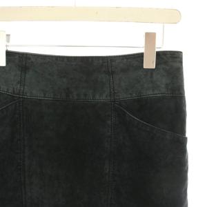BOTTEGA VENETA 台形スカート ひざ丈 スエード バックスリット 40 黒 ブラック /HN