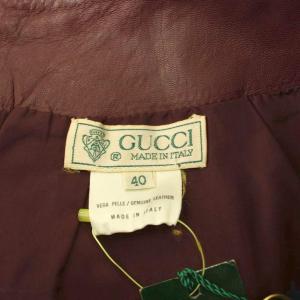 GUCCI タイトスカート ひざ丈 レザー 40 ボルドー 239 0508 /KU