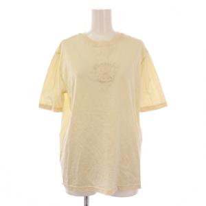Tシャツ カットソー 半袖 クルーネック ストレッチ 刺繍 F ベージュ /BB