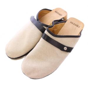 セリエ サボ サンダル ミュール ラウンドトゥ ローヒール キャンバス 36 ベージュ /BB