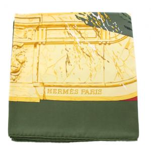 HERMES カレ90 LA FONTAINE DE BARTHOLDI スカーフ グリーン