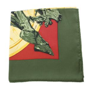 HERMES カレ90 LA FONTAINE DE BARTHOLDI スカーフ グリーン