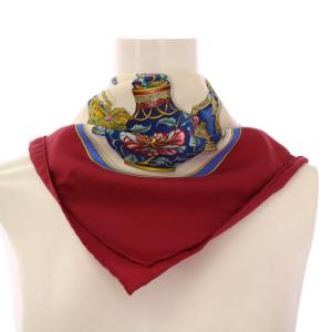 カレ90 Qu'importe le flacon スカーフ 総柄 シルク ボルドー マルチカラー /BB
