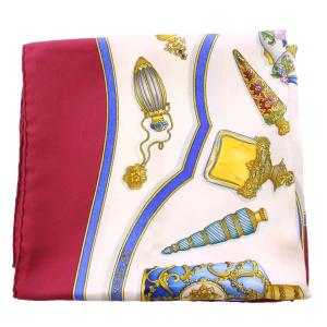 HERMES カレ90 Qu'importe le flacon スカーフ 総柄 シルク ボルドー マルチカラー /BB