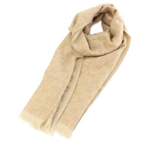 マフラー ストール フリンジ ズッカ柄 ウール ベージュ /YT OH