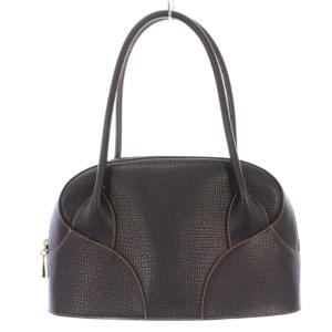 ハンドバッグ  ロゴ 型押し ブラック