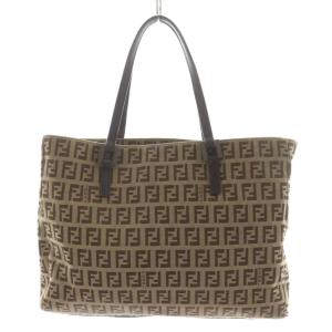 ズッカ柄 ハンドバッグ レザー ベージュ ブラウン