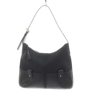 Gロゴ ハンドバッグ ワンショルダーバッグ タッセル レザー キャンバス 黒 ブラック /AN1