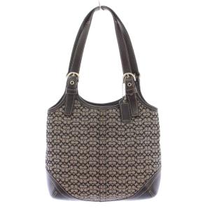 ハンドバッグ ミニシグネチャー キャンバス レザー 切替 ロゴチャーム バイカラー グレー 黒 ブラック