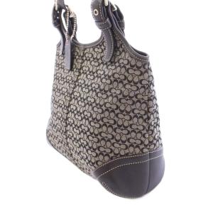 COACH ハンドバッグ ミニシグネチャー キャンバス レザー 切替 ロゴチャーム バイカラー グレー 黒 ブラック