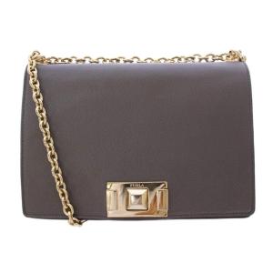 ショルダーバッグ チェーン レザー 切替 プッシュロック式 バイカラー グレー ゴールドカラー /BB