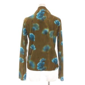 Ameri VINTAGE 22AW MILA VELOUR CUT TOP ベロア カットソー 花柄 長袖 F カーキ 青 01220360120