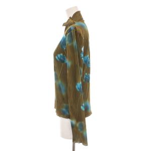 Ameri VINTAGE 22AW MILA VELOUR CUT TOP ベロア カットソー 花柄 長袖 F カーキ 青 01220360120