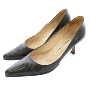 パンプス ポインテッドトゥ レザー 35 黒 ブラック /KU