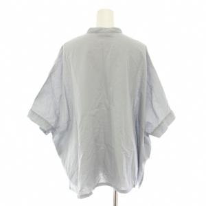 mizuiro ind mizuiroind シャツ ブラウス バンドカラー 半袖 麻 リネン混 ブルーグレー /YT