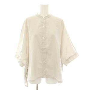 シャツ ブラウス バンドカラー 半袖 タグ付き グレージュ /YT