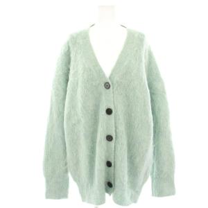 22AW アルパカ混シャギーニットカーディガン ラムウール混 長袖 ロング F 水色 ライトブルー 09WND224216