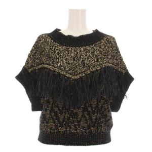 23SS TASSEL COMPACT KNIT TOP ニット セーター 半袖 F ブラック ベージュ