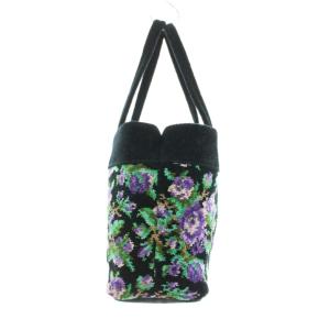 FEILER トートバッグ ハンドバッグ パイル地 シュニール織り 花柄 黒 ブラック 紫 パープル /KU