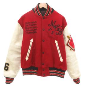 MFG スタジャン ブルゾン 刺繍 40 赤 レッド 白 ホワイト /JS