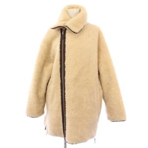 ボアジャケット アウター ジップアップ アシンメトリー ウール F ベージュ /BB