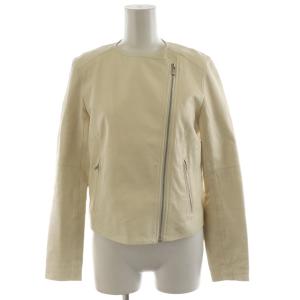 ライダースジャケット シングル ノーカラー ラムレザー 羊革 36 ライトベージュ 101817-10-010-02-360