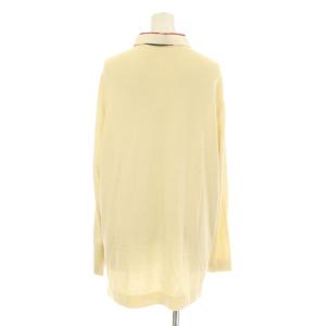 HERMES ツイルレーヌ ポロシャツ カットソー 長袖 ニット 切替 シルク 総柄 L アイボリー マルチカラー /KU