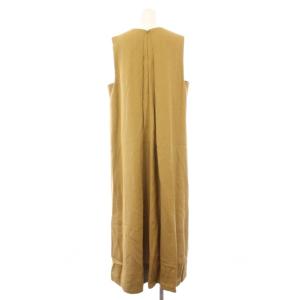 ADORE 23SS 麻ツイルワンピース マキシ ロング ノースリーブ Vネック 無地 麻 リネン 36 茶 ブラウン