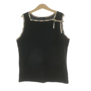 カットソー ノースリーブ ノバチェック 子供服 ジュニア リボン 160A ブラック BP156-633