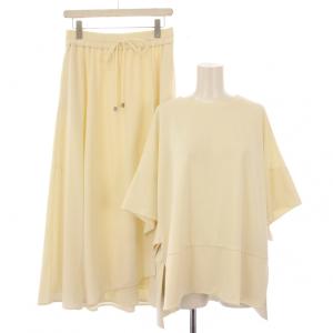 23SS マットポンチカットソー スカート セットアップ 半袖 クルーネック フレア イージー マキシ