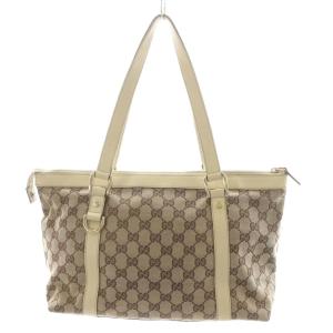 GUCCI GGキャンバス ハンドバッグ ショルダーバッグ レザー ベージュ 141470 /AN12 D OH