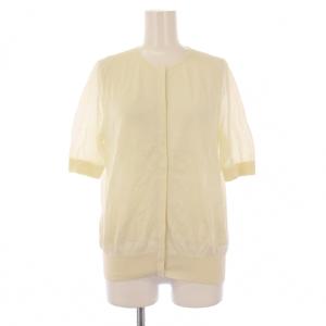 カーディガン サマーニット 五分袖 クルーネック 薄手 シアー シースルー IT42 アイボリー /BB