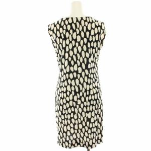 DIANE von FURSTENBERG ワンピース ひざ丈 ノースリーブ 絹 シルク アニマル柄 総柄 2 アイボリー 黒 ブラック 416-141171