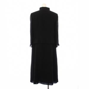 Aquascutum ブラックフォーマル 喪服 ワンピース ひざ丈 長袖 15 黒 ブラック /BB