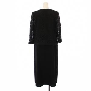 YUKI TORII ブラックフォーマル 喪服 ワンピース ミモレ ロング 七分袖 レース 花柄 切替 13 黒 ブラック /BB