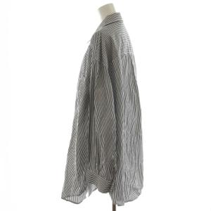 CLANE 23SS ヒューズシャツ HUGE SHIRT ブラウス 長袖 ストライプ柄 1 黒 ブラック 白 ホワイト