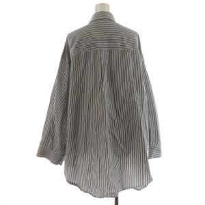 CLANE 23SS ヒューズシャツ HUGE SHIRT ブラウス 長袖 ストライプ柄 1 黒 ブラック 白 ホワイト