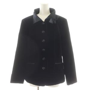 ジャケット ベロア サテン 切替 44 黒 ブラック 27-21647-24 3422 /AN43