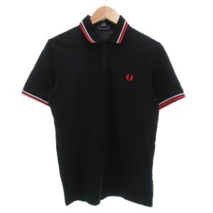 ポロシャツ 半袖 ロゴ刺繍 鹿の子 38 黒 ブラック /GV