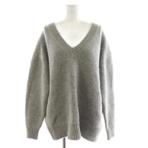 23AW ローゲージニットVネックプルオーバー ニット セーター 長袖 ウール グレー 23080200653040