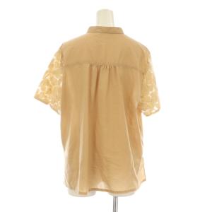VIVIENNE TAM COTTON BLEND FLORAL LACE シャツ ブラウス 半袖 バンドカラー 袖レース 切替